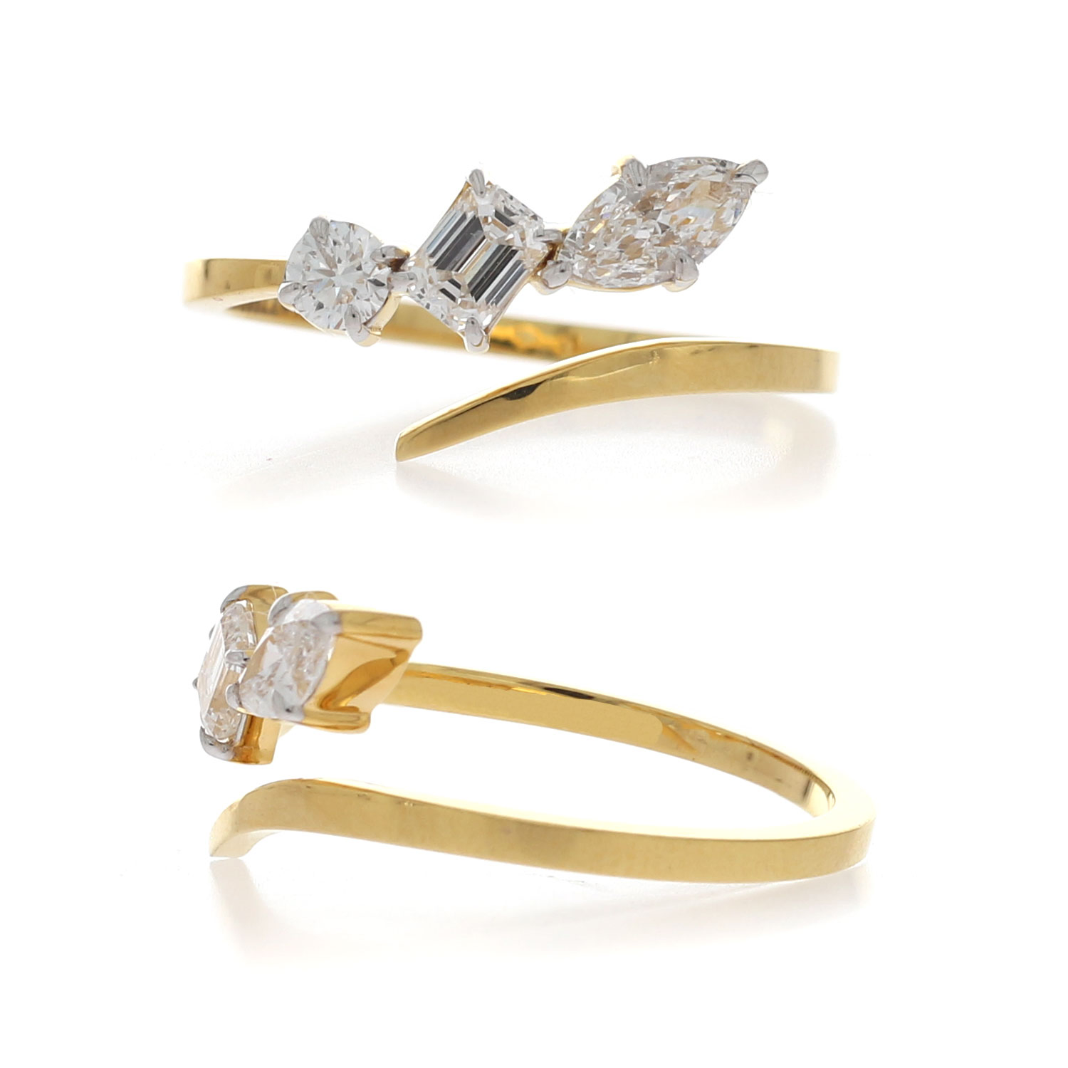 Emerald, Marquise & Round Diamond Fashion Ring 